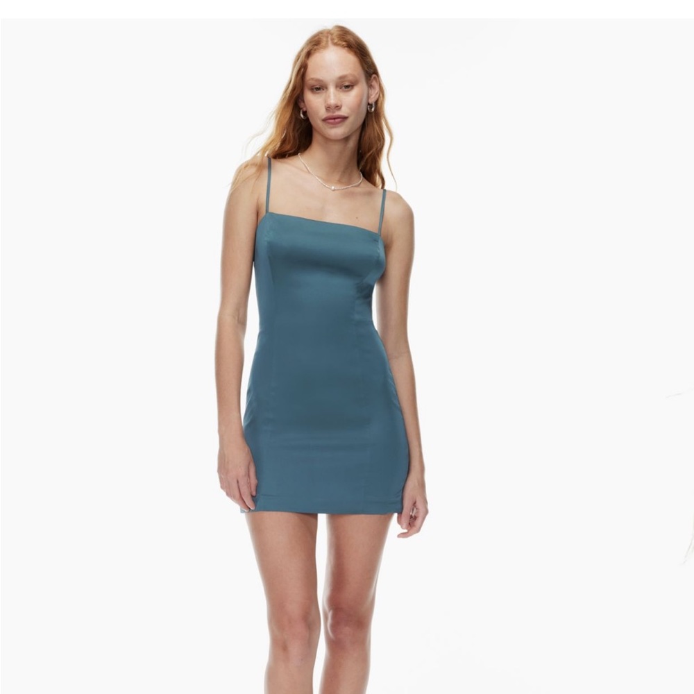 Aritzia Sunday Best Shimmer Mini Dress Blue